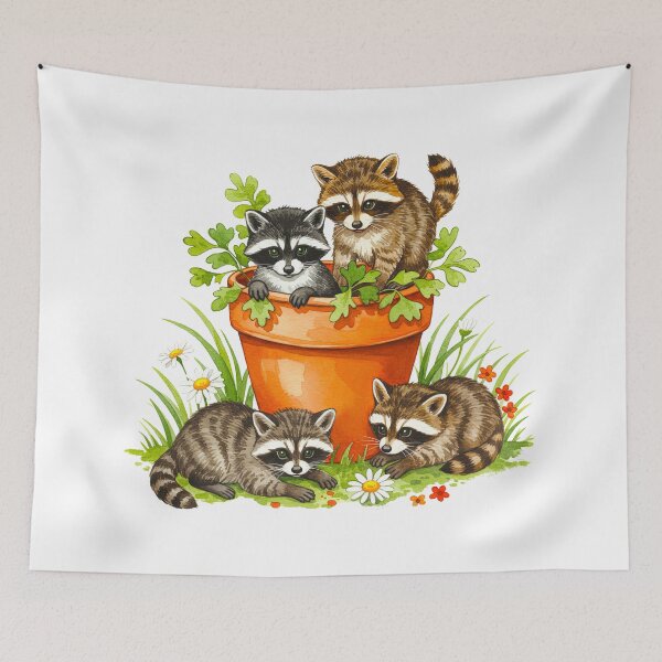 Item preview, Baby Raccoons In Pot Cute Wildlife designed and sold by TeeARTHY.