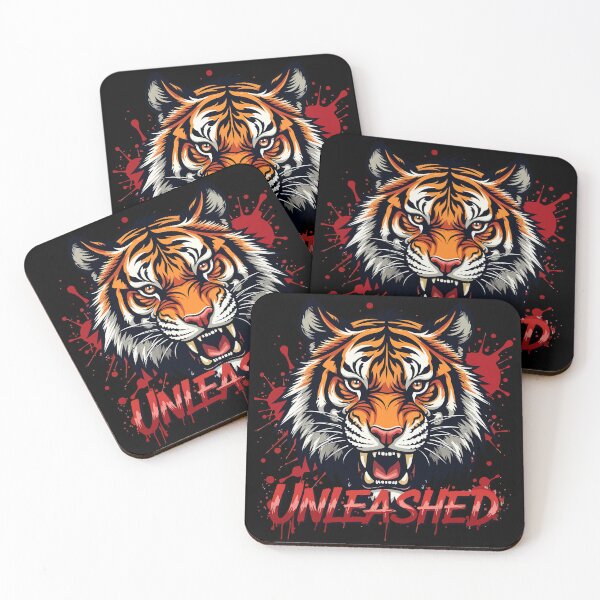 Item preview, UNLEASHED Power Tiger Head - Bold Red and Black Mascot Art designed and sold by Design-Pro-21.