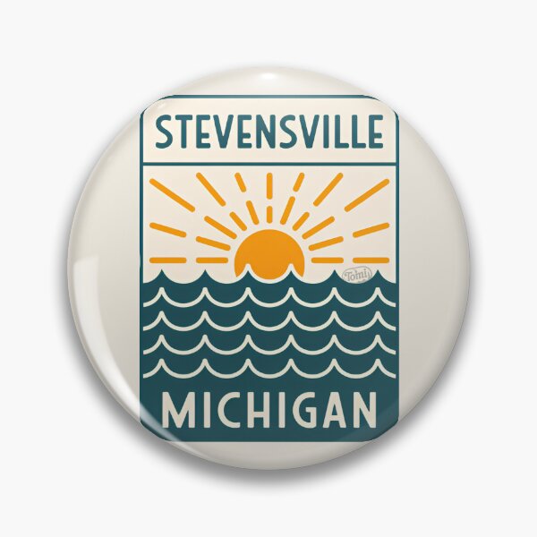 Item preview, Stevensville Michigan - Retro Beach Sign designed and sold by TheOldMittenIllustrated.