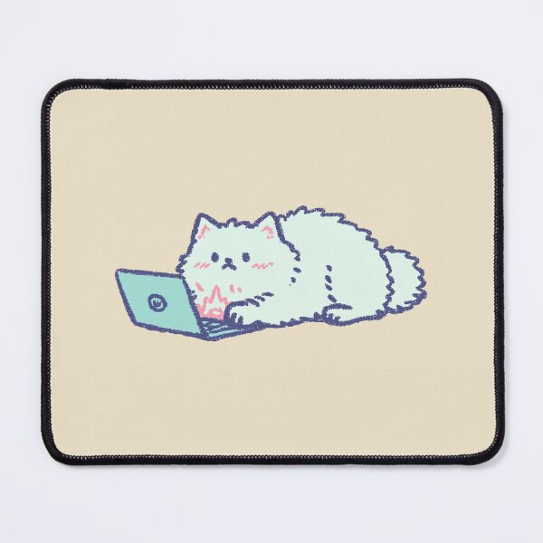 Item preview, Fire Laptop Cat pastel sketch, fluffy cat at a glowing laptop designed and sold by Magnificent Lizard.