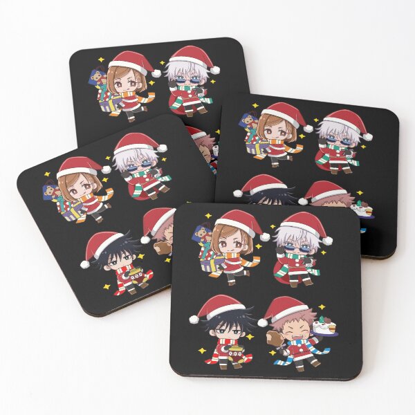 Item preview, Chibi Anime-Style Christmas Squad – Four Characters in Santa Outfits designed and sold by T-Chou.