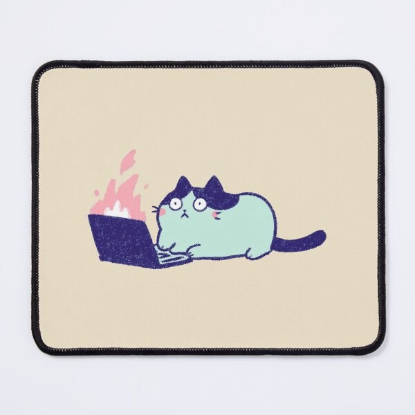 Item preview, Fire Laptop Cat, pastel grunge illustration designed and sold by Magnificent Lizard.