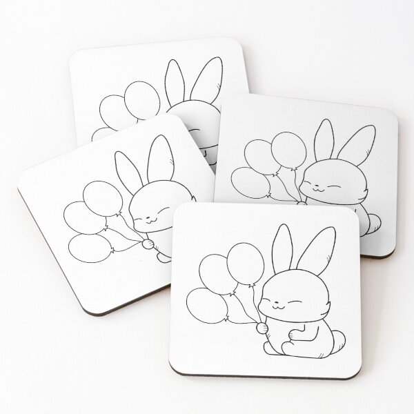 Item preview, A kawaii coloring page featuring a cute bunny and balloons. designed and sold by IrinaCuteLab.