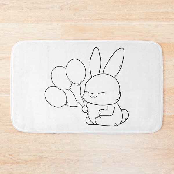 Item preview, A kawaii coloring page featuring a cute bunny and balloons. designed and sold by IrinaCuteLab.