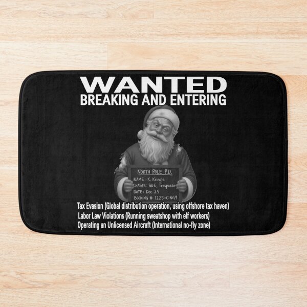 Item preview, WANTED: Santa Claus Mugshot - K. Kringle - Breaking and Entering, Tax Evasion, & Elf Labor Violations designed and sold by A-T-H.
