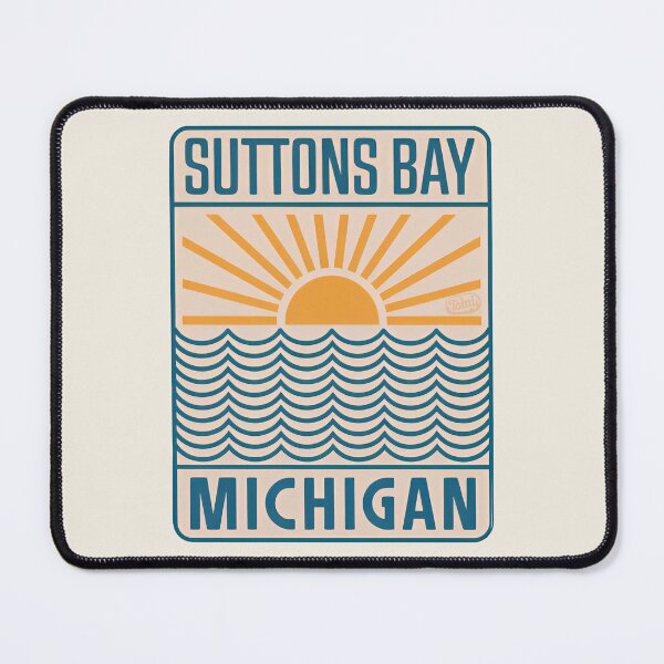 Item preview, Suttons Bay Michigan - Retro Beach Sign designed and sold by TheOldMittenIllustrated.
