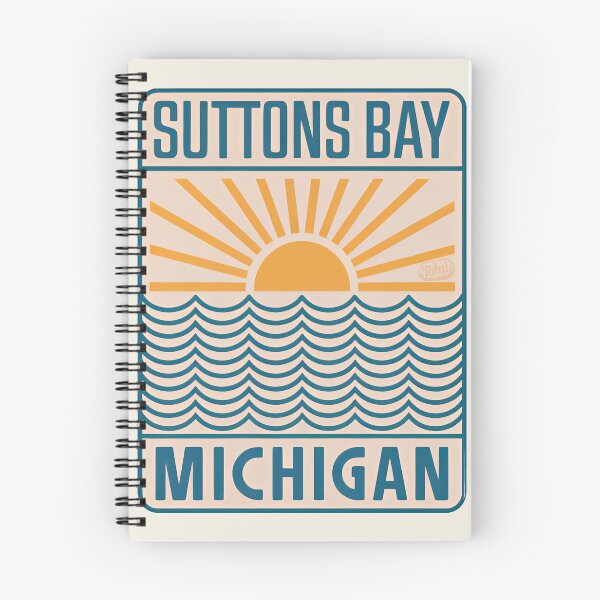 Item preview, Suttons Bay Michigan - Retro Beach Sign designed and sold by TheOldMittenIllustrated.