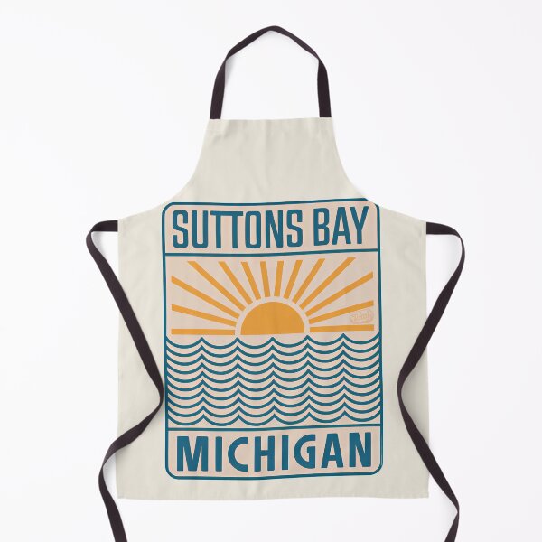Item preview, Suttons Bay Michigan - Retro Beach Sign designed and sold by TheOldMittenIllustrated.