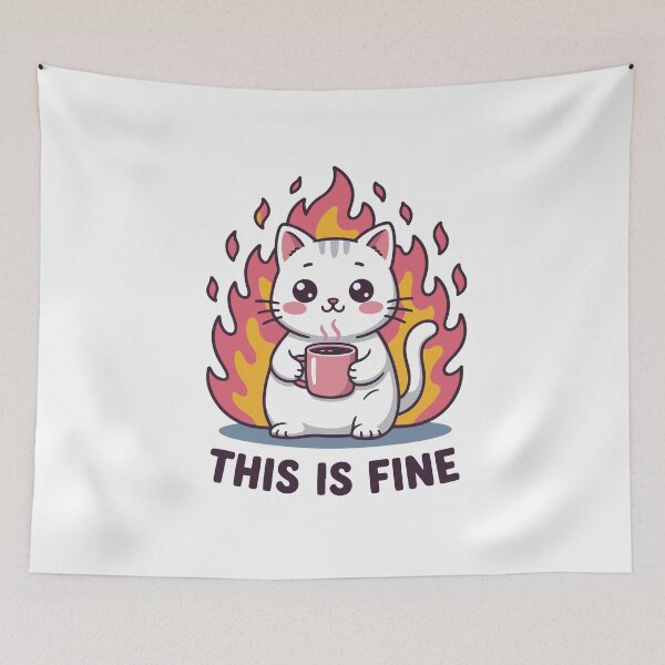 Item preview, Funny Cat This Is Fine designed and sold by DariaDoodleArt.