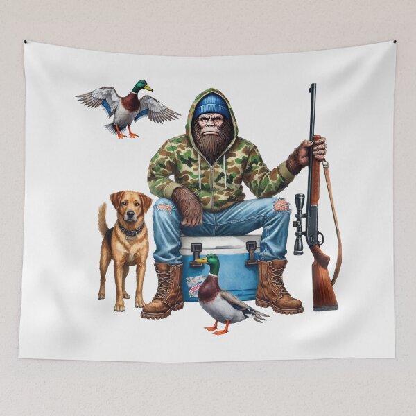 Item preview, Bigfoot Duck Hunter With Dog Rifle Outdoorsman designed and sold by TeeARTHY.