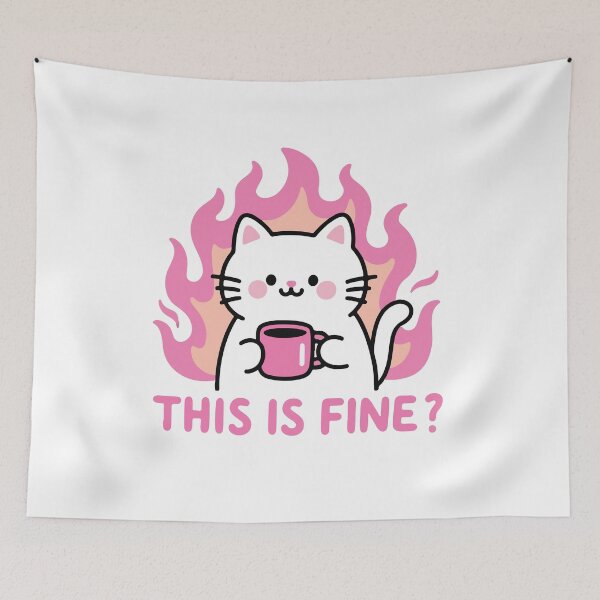 Item preview, Funny Cat This Is Fine designed and sold by DariaDoodleArt.