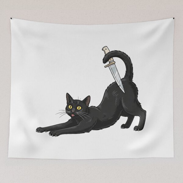 Item preview, Black Cat With Dagger Funny Assassin Feline designed and sold by TeeARTHY.