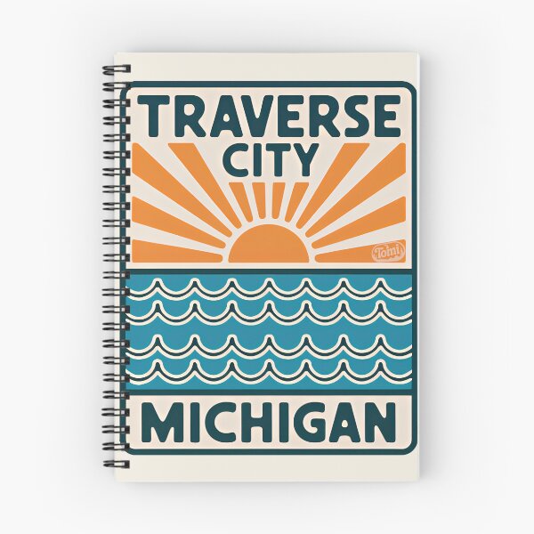 Item preview, Traverse City Michigan - Retro Beach Sign designed and sold by TheOldMittenIllustrated.