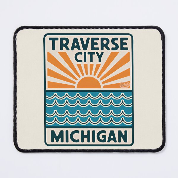 Item preview, Traverse City Michigan - Retro Beach Sign designed and sold by TheOldMittenIllustrated.
