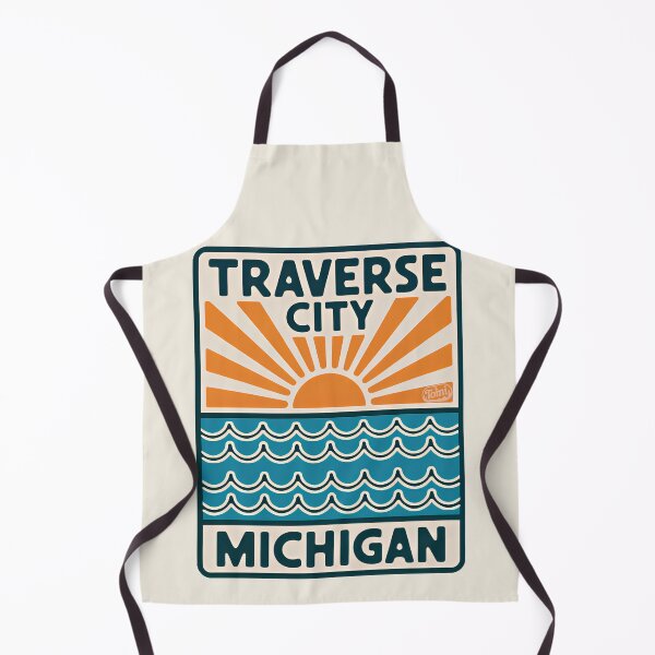Item preview, Traverse City Michigan - Retro Beach Sign designed and sold by TheOldMittenIllustrated.