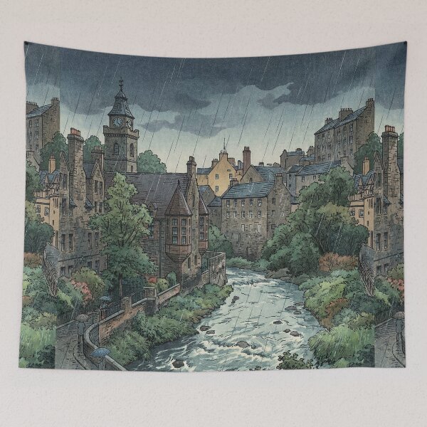 Item preview, Rainy Day at Dean Village Japanese Woodblock Print designed and sold by Takeda-art.