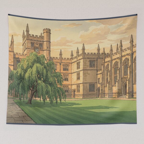 Item preview, Courtyard at Oxford University Japanese Woodblock Print designed and sold by Takeda-art.