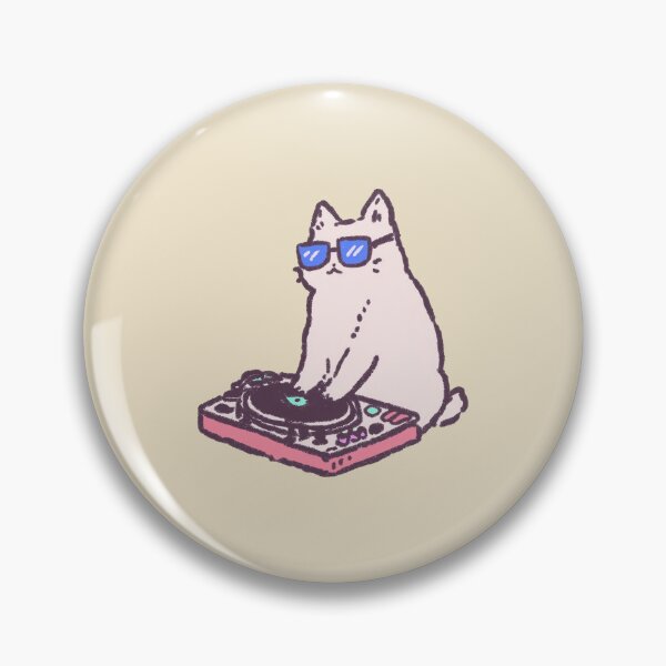 Item preview, DJ Cat with Sunglasses, pastel turntable illustration designed and sold by Magnificent Lizard.