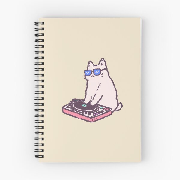 Item preview, DJ Cat with Sunglasses, pastel turntable illustration designed and sold by Magnificent Lizard.