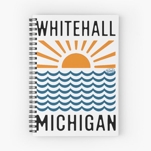 Item preview, Whitehall Michigan - Retro Beach Sign designed and sold by TheOldMittenIllustrated.