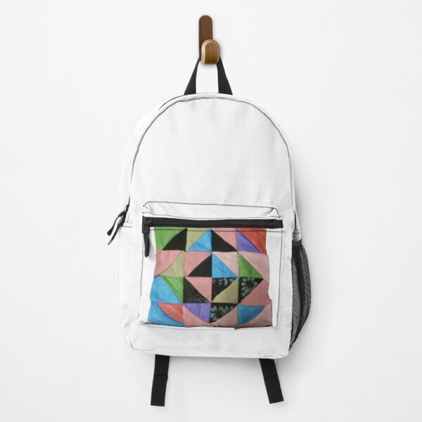 Item preview, Triangle Mosaic Abstract Pattern block, quilt, hand made fabric scarf on white background, checker Patchwork Pattern sewn by hand from scraps of fabric designed and sold by pipikijung.
