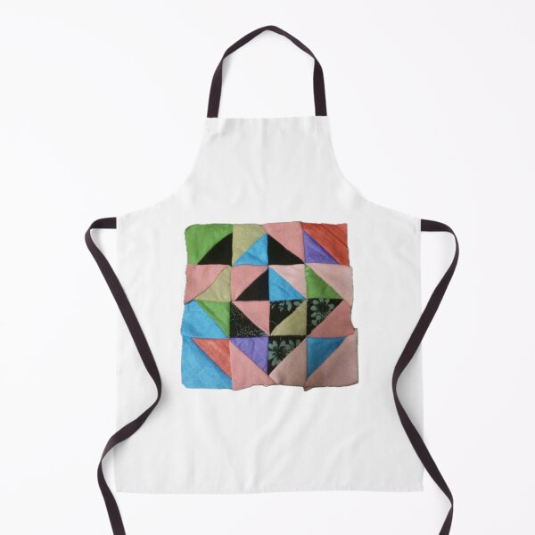 Item preview, Triangle Mosaic Abstract Pattern block, quilt, hand made fabric scarf on white background, checker Patchwork Pattern sewn by hand from scraps of fabric designed and sold by pipikijung.