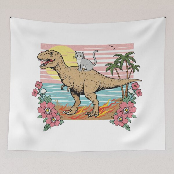 Item preview, T-Rex Tropical  cat Adventure Retro Sunset Beach designed and sold by TeeARTHY.
