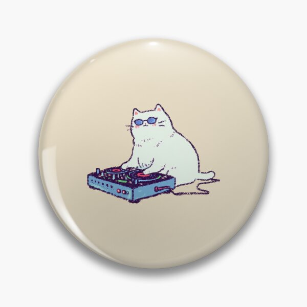 Item preview, DJ Cat with sunglasses, retro turntable illustration designed and sold by Magnificent Lizard.