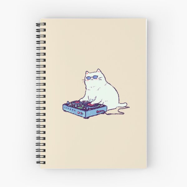Item preview, DJ Cat with sunglasses, retro turntable illustration designed and sold by Magnificent Lizard.