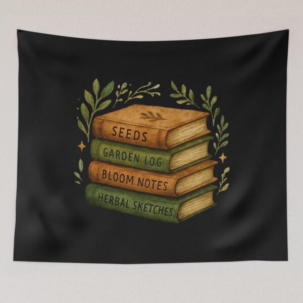 Item preview, Botanical Book Stack With Garden Journal Themes designed and sold by Furr-n-Purr.
