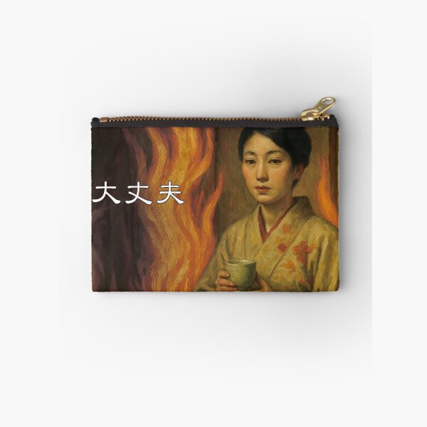 Item preview, Daijoubu – Japanese “This Is Fine” Kimono Woman in a Burning Tatami Room (Oil Painting Meme Art) designed and sold by Mog Mog Eatalot – Tokyo x A’dam Mashup.