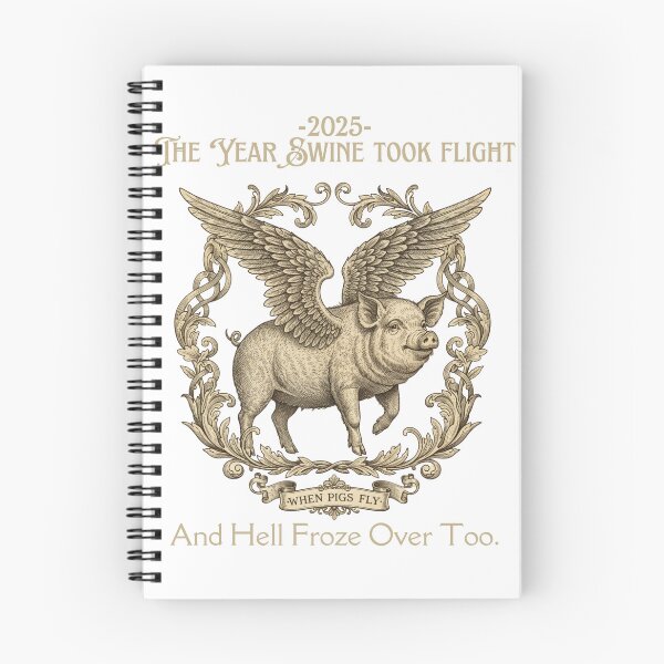 Item preview, When Pigs Fly 2025 • Funny Vintage Idiom Art Print • Swine Flying Up in the Sky • Sarcastic Wall Decor Gift designed and sold by CulturalCurios.