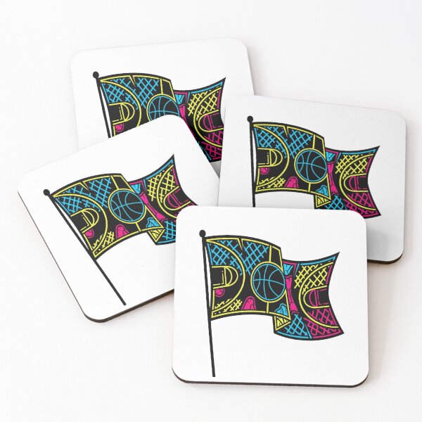 Item preview, Basketball Street Art Flag – Neon Geometric Hoop Design designed and sold by Dzblack.