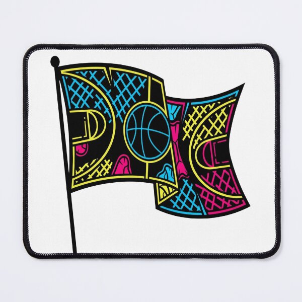 Item preview, Basketball Street Art Flag – Neon Geometric Hoop Design designed and sold by Dzblack.