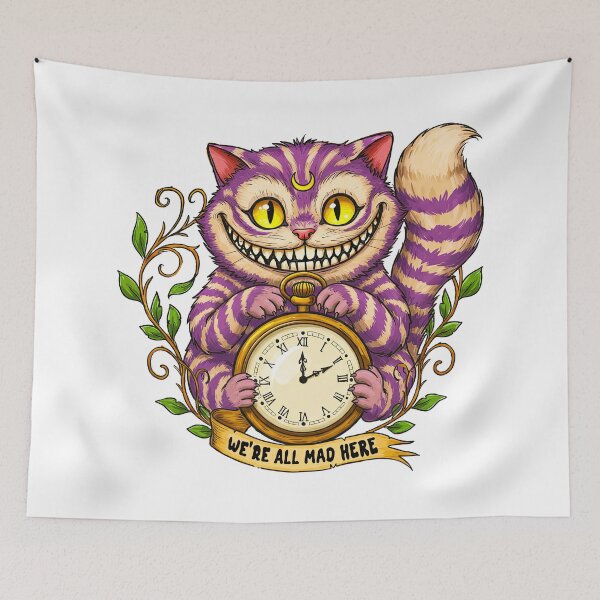 Item preview, Cheshire Cat Clock We're All Mad Here designed and sold by TeeARTHY.