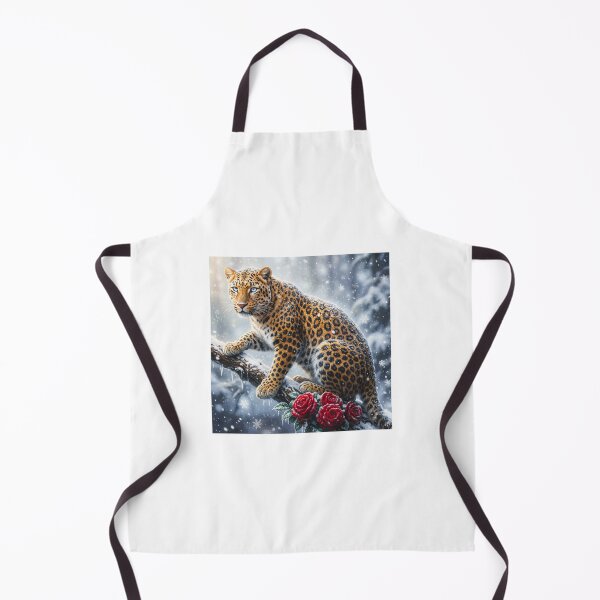 Item preview, Leopard on Branch with Red Roses in Falling Snow | Wildlife Winter Art designed and sold by BloomingBeauty7.