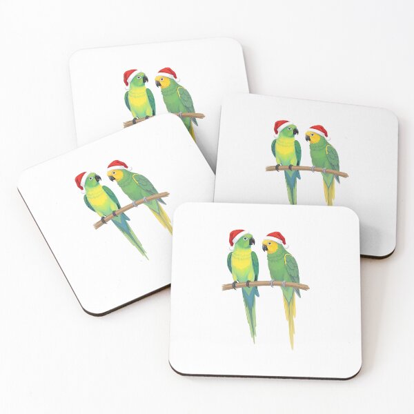 Item preview, Christmas Budgies Santa Hats Cute Parrot Birds designed and sold by TeeARTHY.