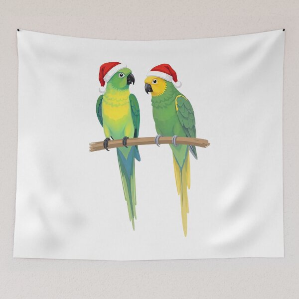 Item preview, Christmas Budgies Santa Hats Cute Parrot Birds designed and sold by TeeARTHY.