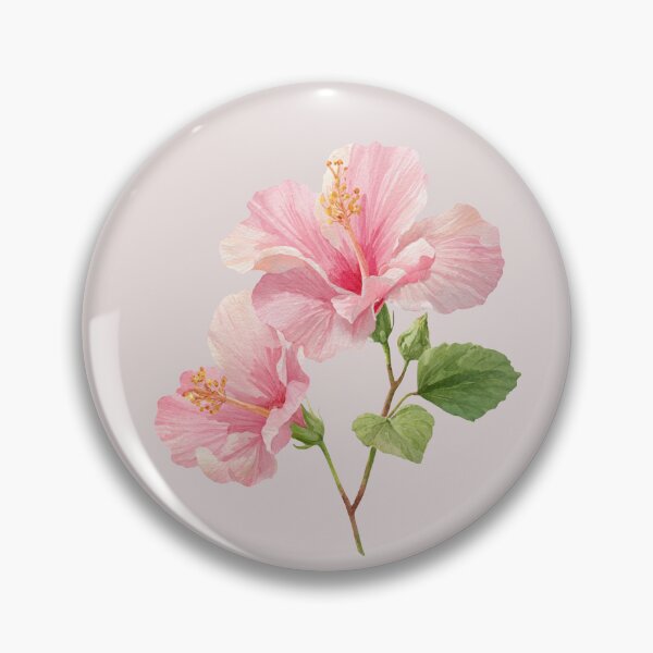 Item preview, Two Pastel Pink Hibiscus Flowers on a Branch designed and sold by Violet Peonies.
