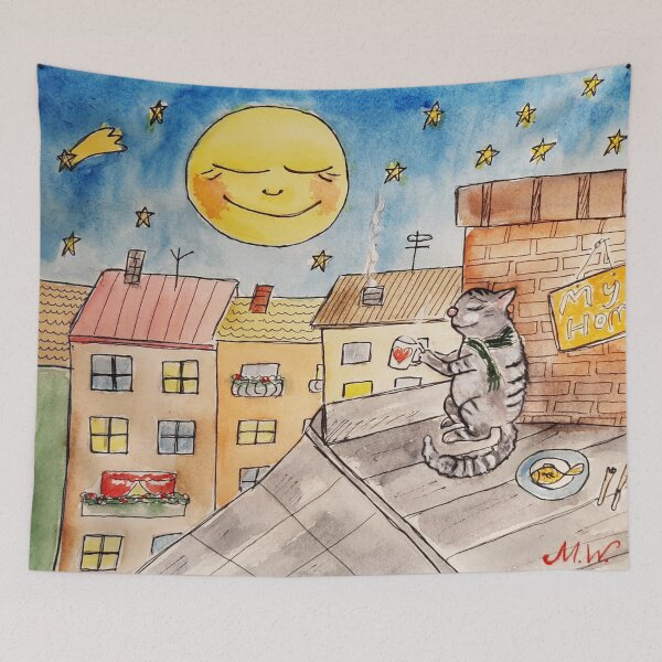 Item preview, Cat on the roof designed and sold by MariaWinterArt.