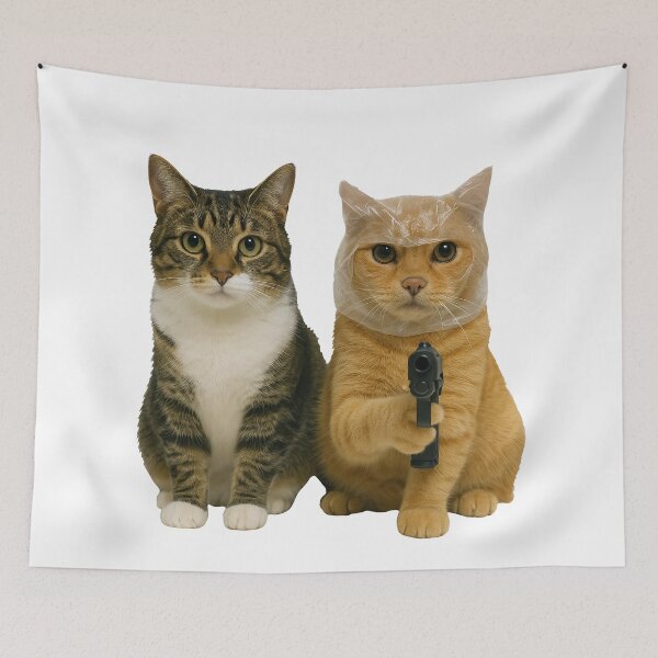 Item preview,  Two Cute Tabby Cats Kitten holding gun designed and sold by TeeARTHY.