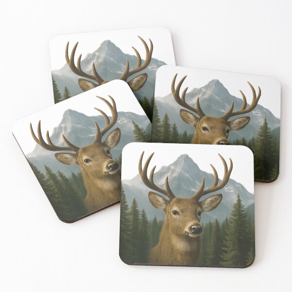 Item preview, Realistic Deer with Mountains and Forest | Wildlife Nature Art designed and sold by Eric’s Creative Corner.