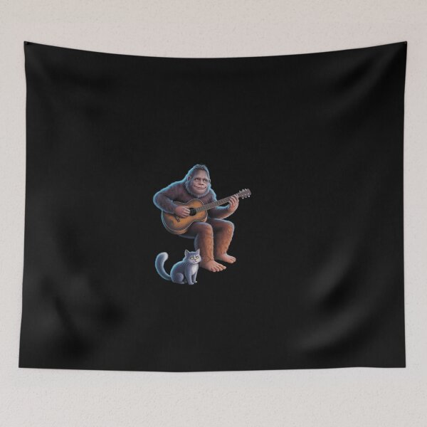 Item preview, Cat UFO Alien Bigfoot Sasquatch Camping Playing Guitaư designed and sold by dainegilbert.