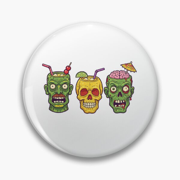Item preview, Colorful Zombie Skulls Brain Cocktail Tiki Art designed and sold by TeeARTHY.