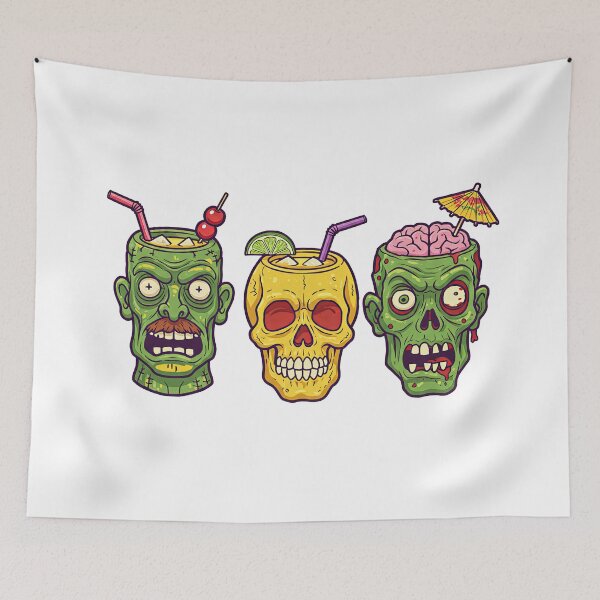 Item preview, Colorful Zombie Skulls Brain Cocktail Tiki Art designed and sold by TeeARTHY.