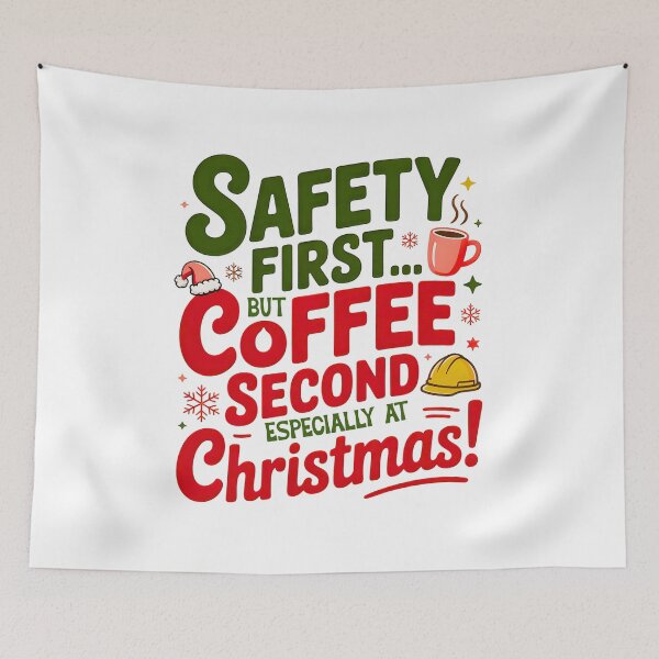 Item preview, Christmas Safety & Coffee Humor Design designed and sold by PeteLawliiet.