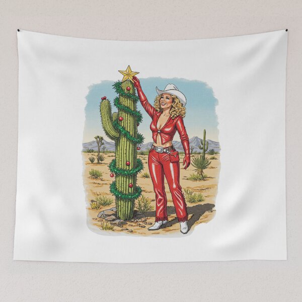 Item preview, Cowgirl  Christmas tree Cactus Western Desert   designed and sold by TeeARTHY.