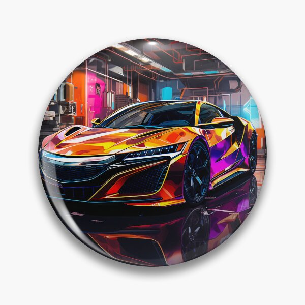 Item preview, Striking sports car surrounded by vibrant neon garage lighting designed and sold by RevUpDesign.