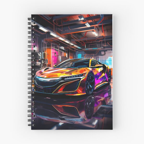 Item preview, Striking sports car surrounded by vibrant neon garage lighting designed and sold by RevUpDesign.