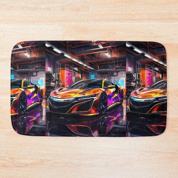 Item preview, Striking sports car surrounded by vibrant neon garage lighting designed and sold by RevUpDesign.